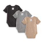 Load image into Gallery viewer, Organic Solid Short Sleeve Bodysuits - Set of 3 - Ash
