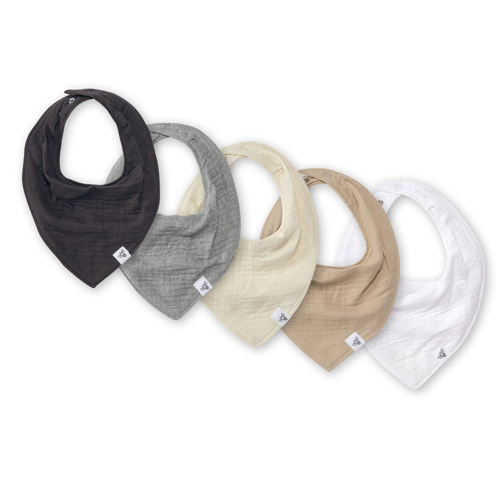 Organic Cotton Baby Bandana Bibs - Ash