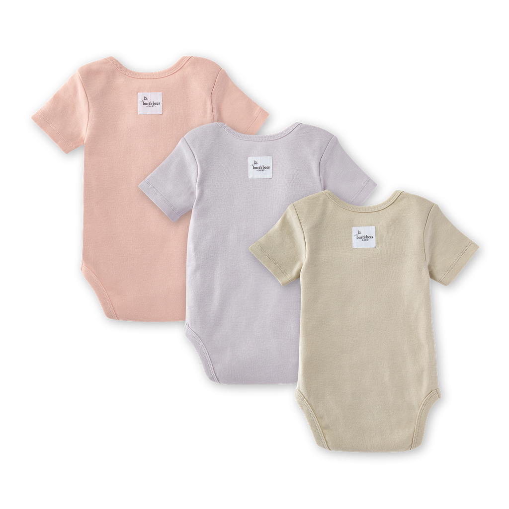 Organic Solid Short Sleeve Bodysuits - Set of 3 - Pink Sand