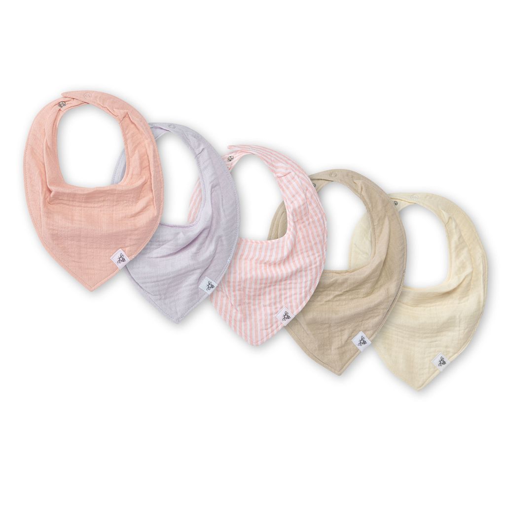 Organic Cotton Baby Bandana Bibs - Pink Sand