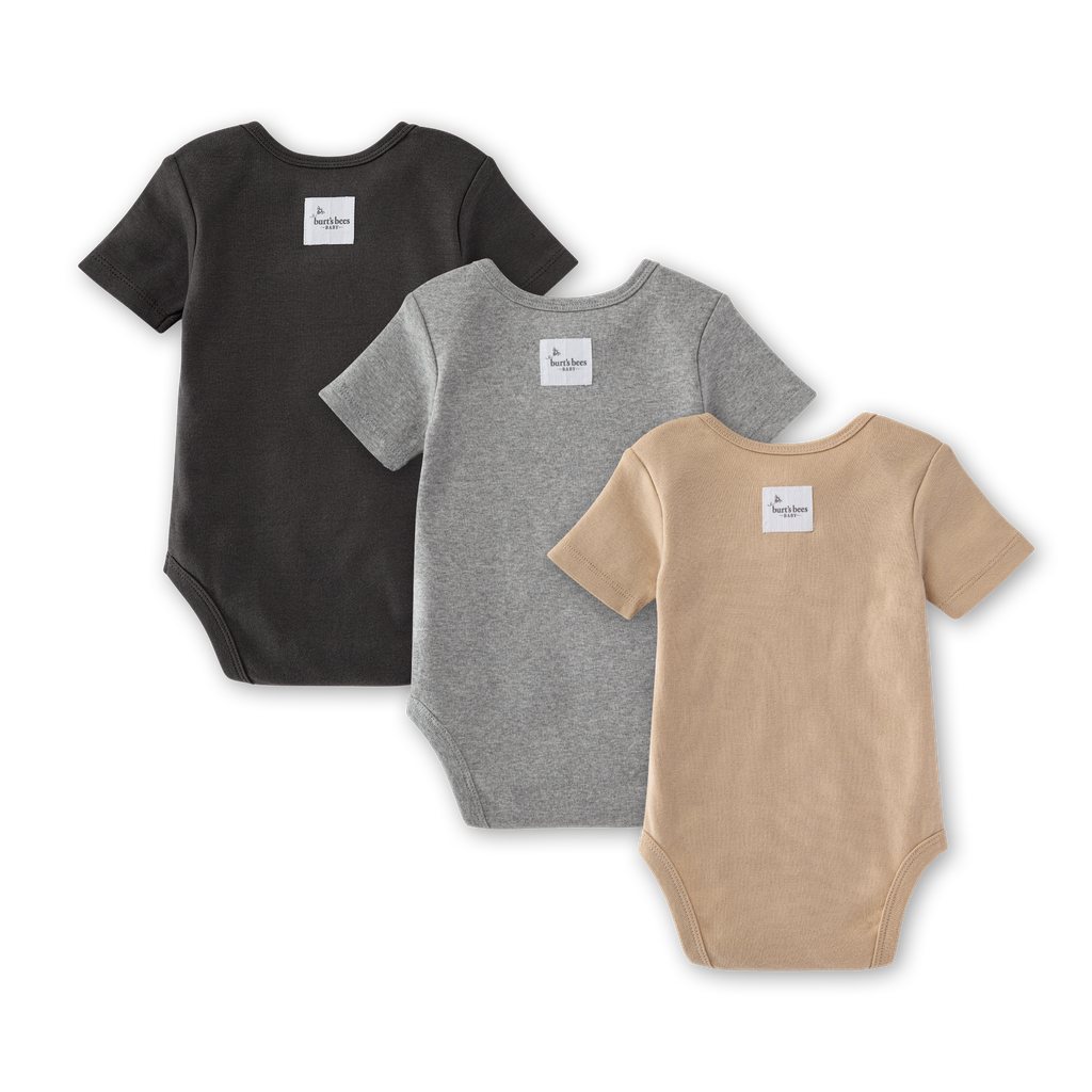 Organic Solid Short Sleeve Bodysuits - Set of 3 - Midnight