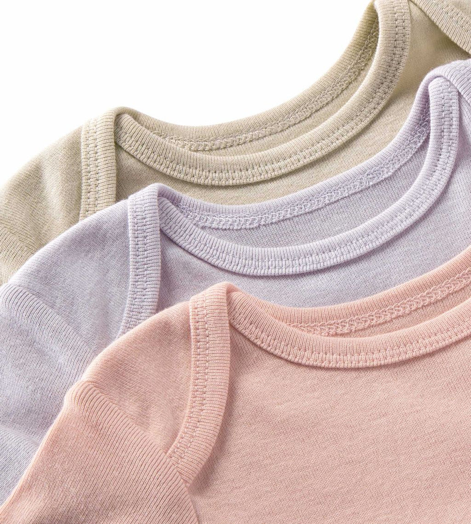 Organic Solid Short Sleeve Bodysuits - Set of 3 - Pink Sand