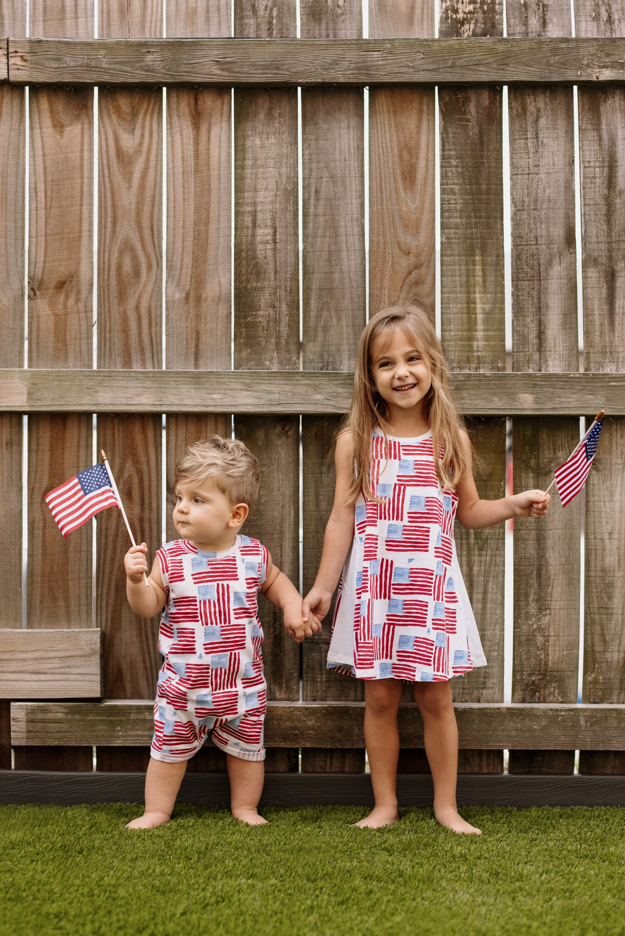 Grand Ol' Flag Tunic & Bike Toddler Short  Set