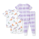 Load image into Gallery viewer, 4 Piece Roller Baby &amp; Printed Tie Dye Tee, Short &amp; Pant PJ Set - Toddler
