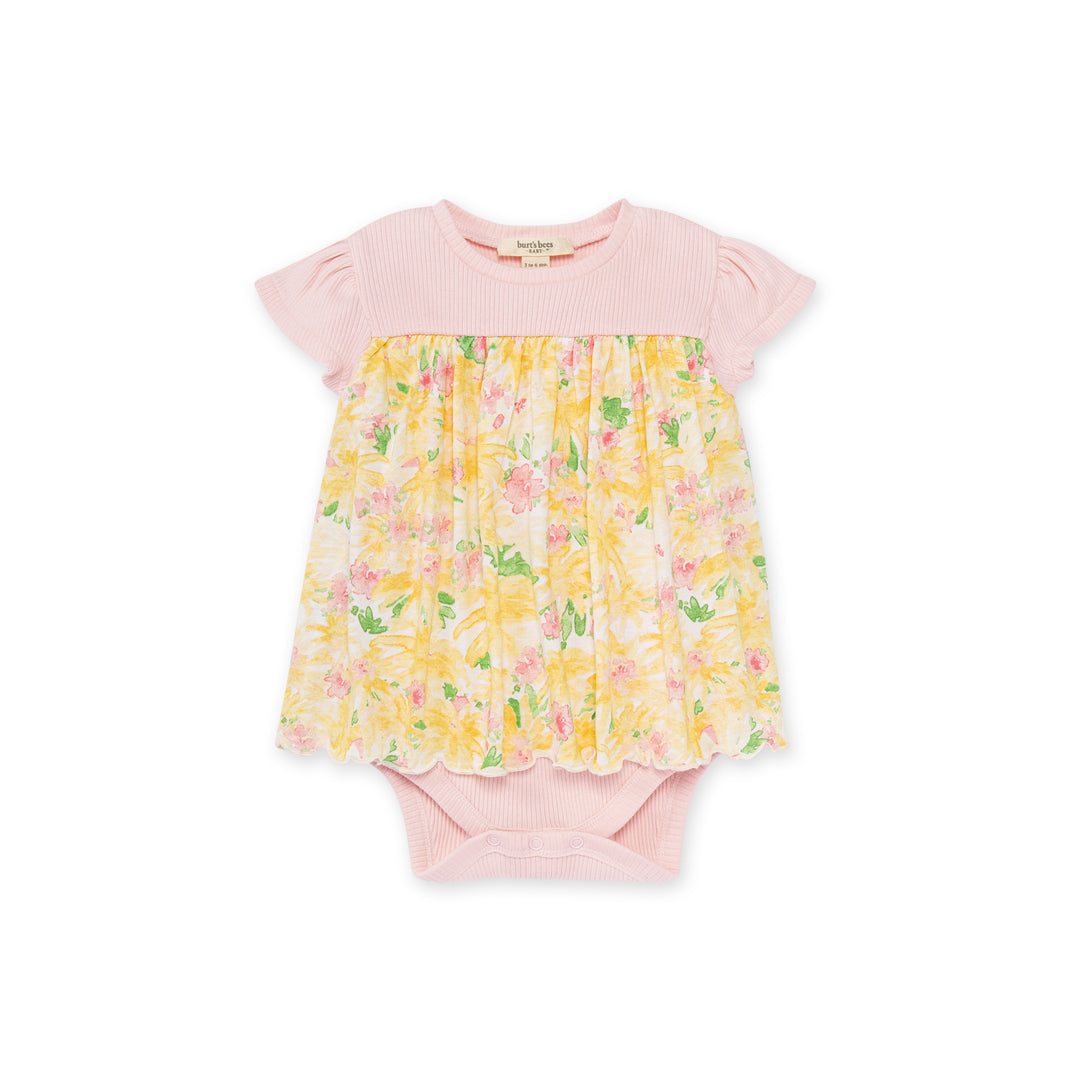 Daisy Floral Ribbed Infant Bodysuit Dress