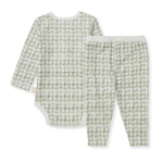 Load image into Gallery viewer, Herringbone Bodysuit &amp; Pant Set -hint of Green
