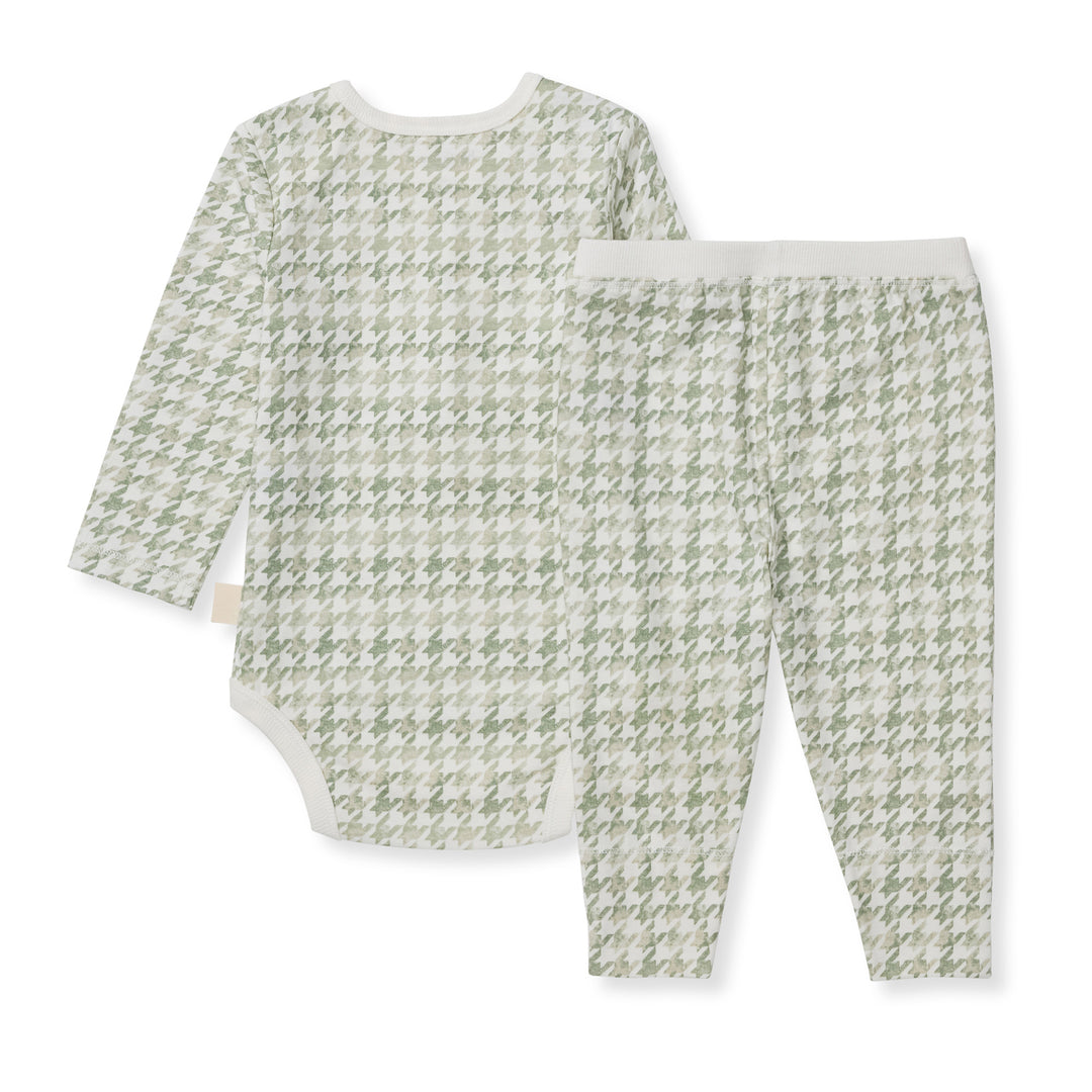 Herringbone Bodysuit & Pant Set -hint of Green