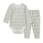 Load image into Gallery viewer, Herringbone Bodysuit &amp; Pant Set -hint of Green
