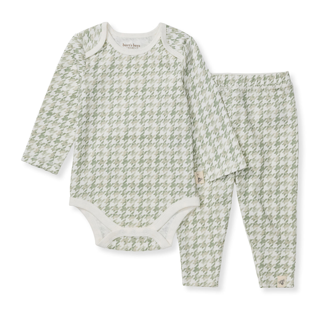 Herringbone Bodysuit & Pant Set -hint of Green