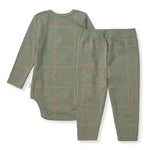 Load image into Gallery viewer, Swiss Check Bodysuit &amp; Pant Set - Marine Green
