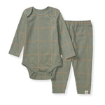 Load image into Gallery viewer, Swiss Check Bodysuit &amp; Pant Set - Marine Green
