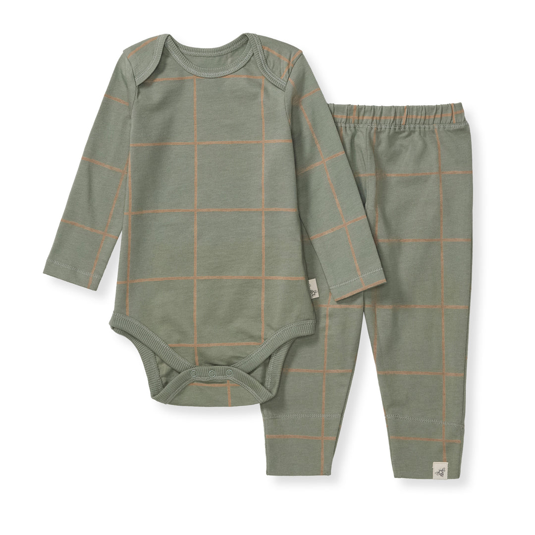 Swiss Check Bodysuit & Pant Set - Marine Green