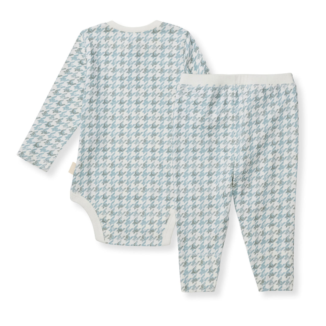 Herringbone Bodysuit & Pant Set - Muted Blue