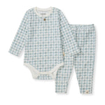 Load image into Gallery viewer, Herringbone Bodysuit &amp; Pant Set - Muted Blue
