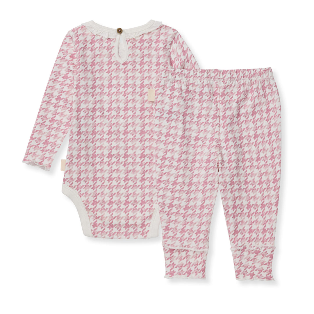 Herringbone Bodysuit & Pant Set - Persian Rose