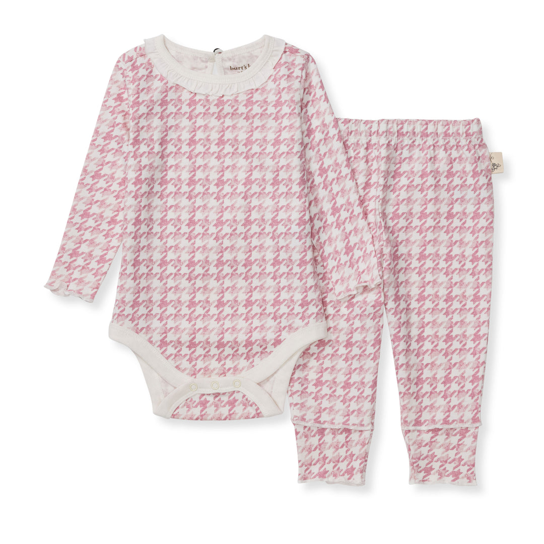 Herringbone Bodysuit & Pant Set - Persian Rose