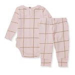 Load image into Gallery viewer, Swiss Check Bodysuit &amp; Pant Set - Chalky Pink
