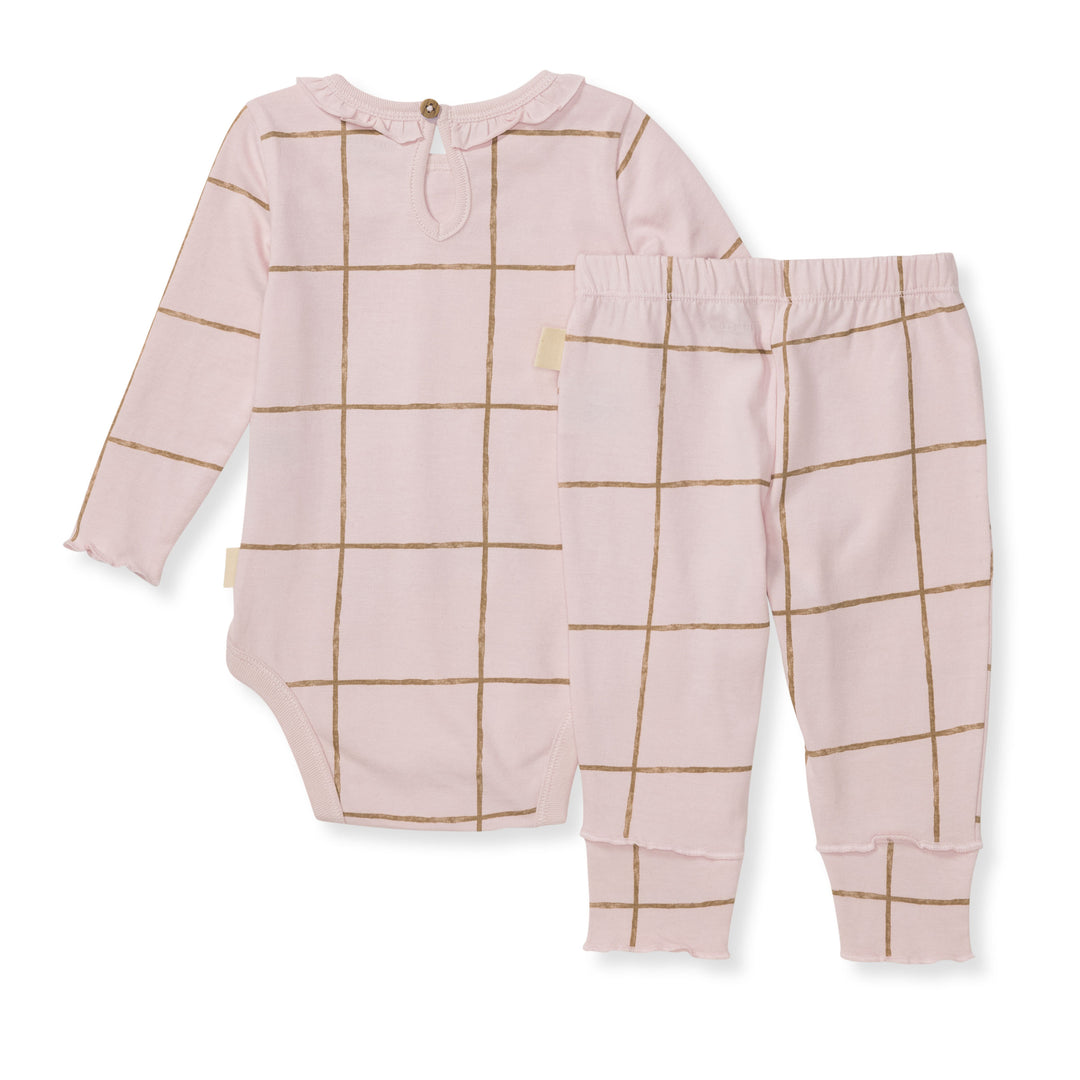 Swiss Check Bodysuit & Pant Set - Chalky Pink