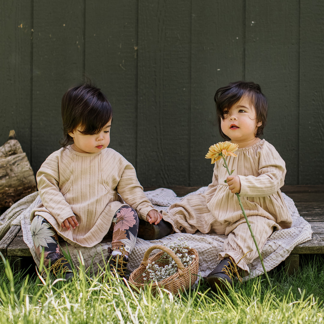 Chunky Rib Organic Girl Shirt and Pants Set