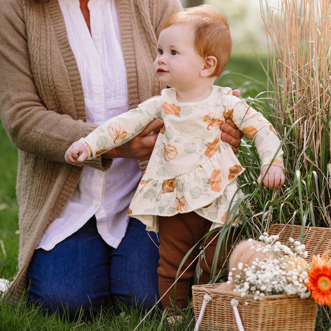 Lovey Pumpkins Organic Girl Shirt and Pants Infant Set