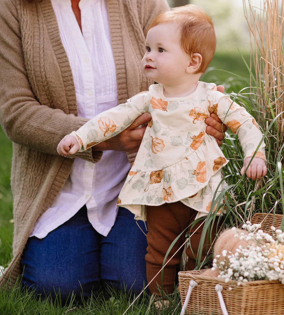 Lovey Pumpkins Organic Girl Shirt and Pants Infant Set