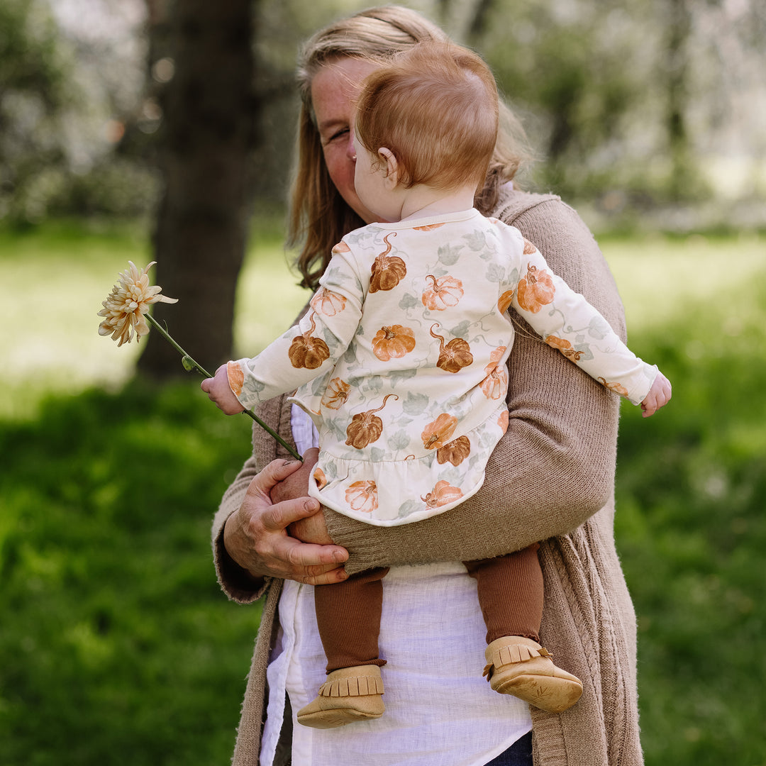 Lovey Pumpkins Organic Girl Shirt and Pants Infant Set