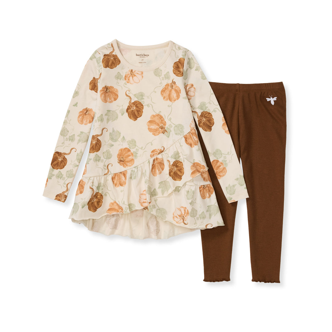 Lovey Pumpkins Organic Girl Shirt and Pants Infant Set