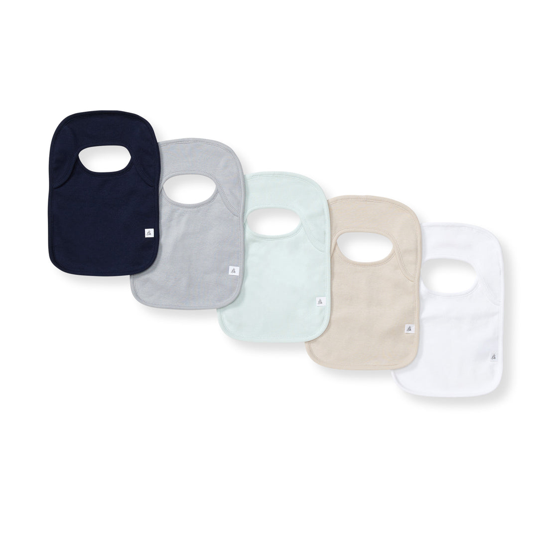 Set of 5 Solid Lap Shoulder Bibs