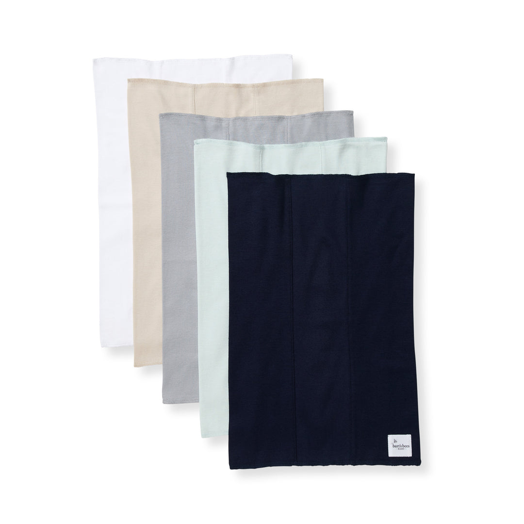 Set of 5 Solid Burp Cloths