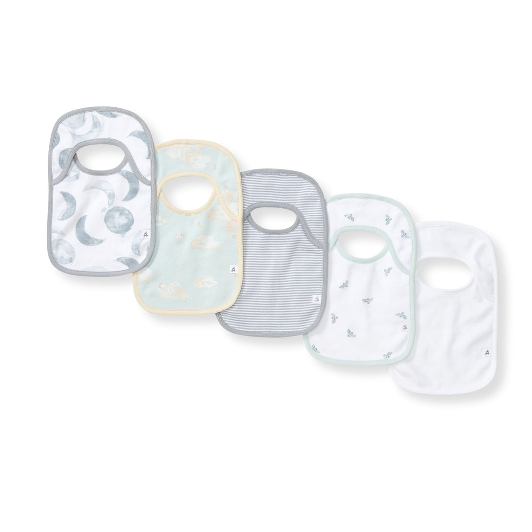 Set of 5 Hello Moon Lap Shoulder Bibs