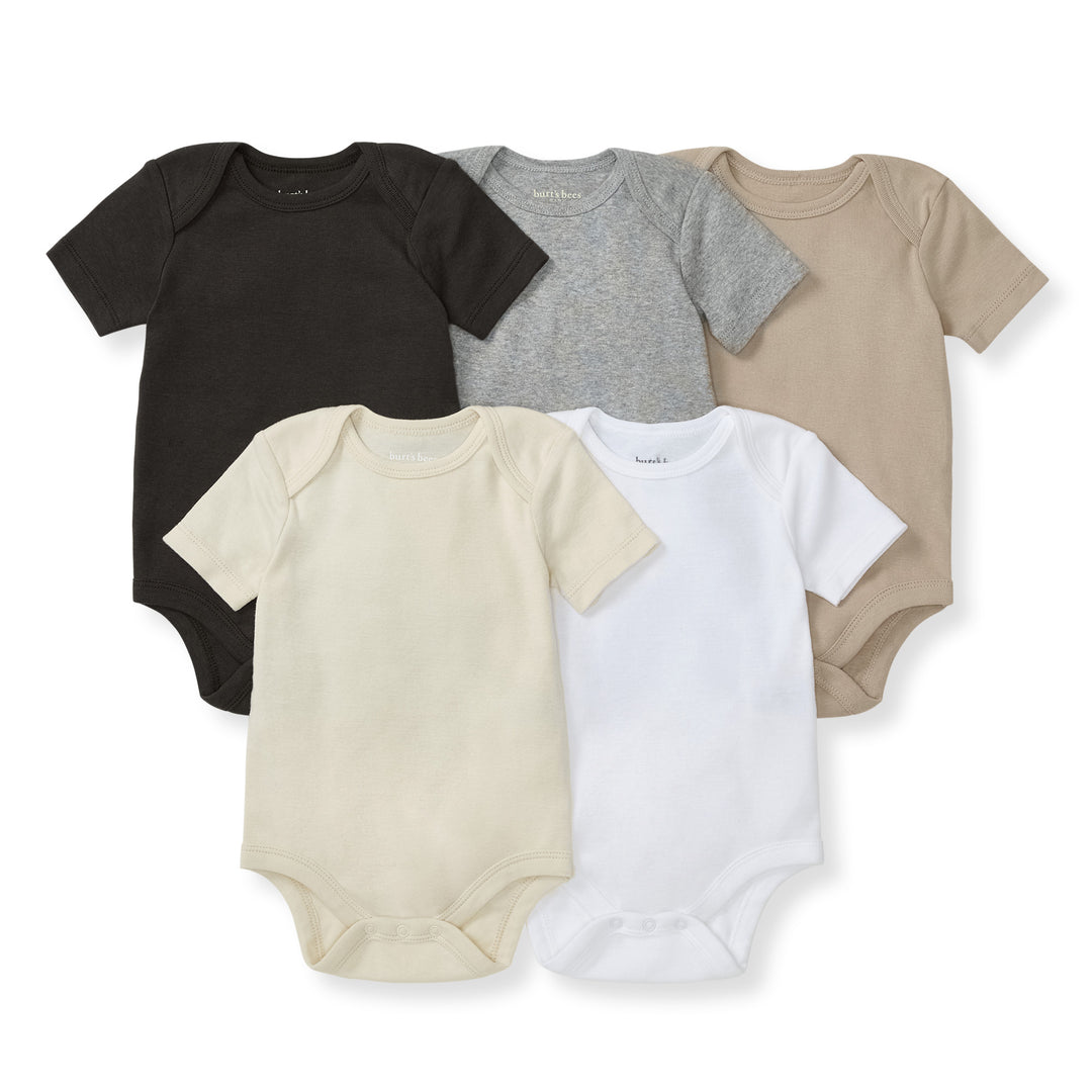 Set of 5 Solid Short Sleeve Bodysuits