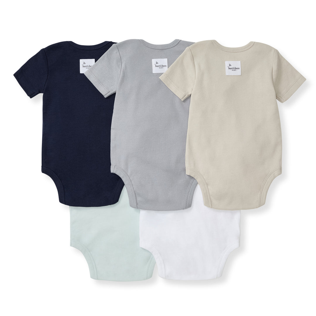 Set of 5 Solid Short Sleeve Bodysuits