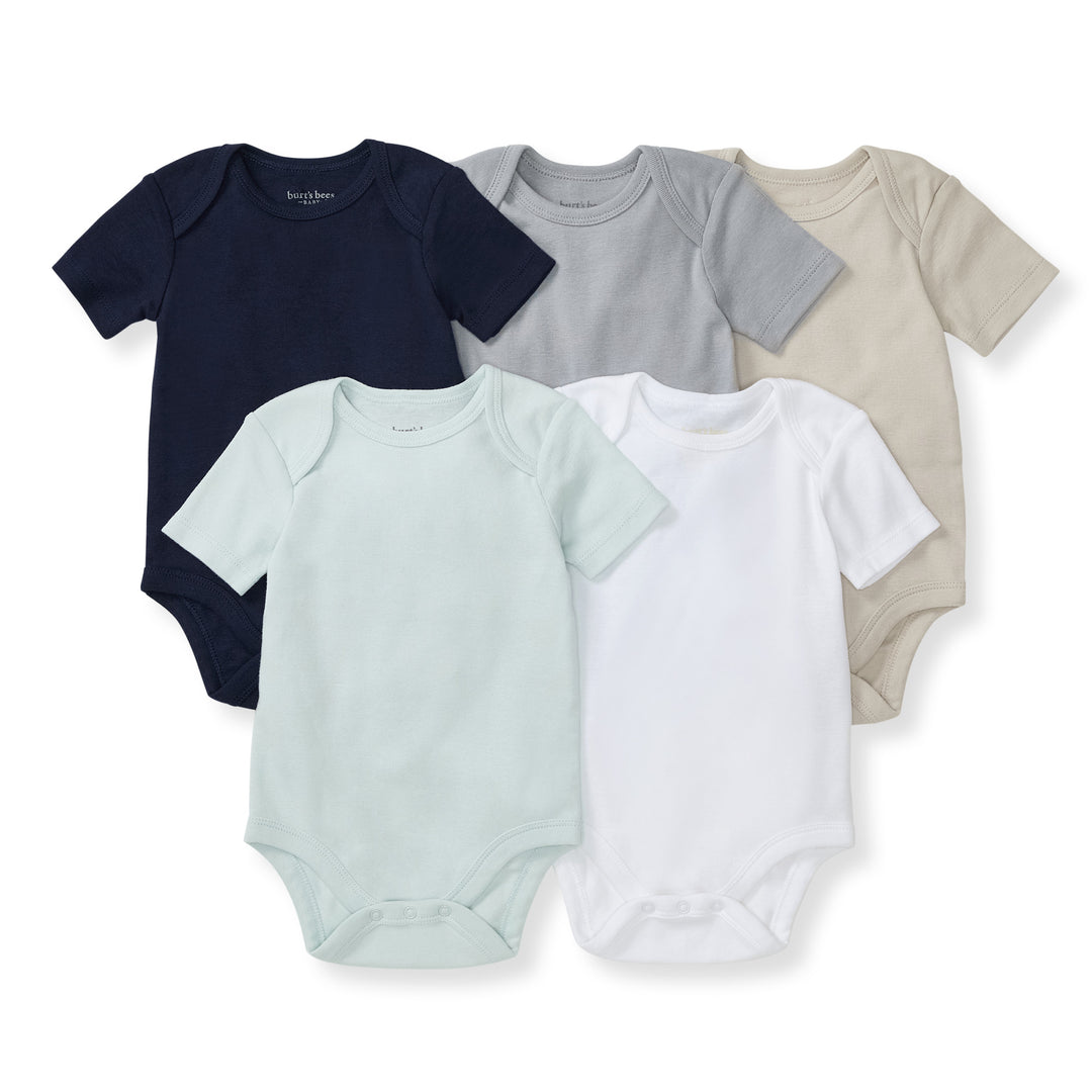 Set of 5 Solid Short Sleeve Bodysuits