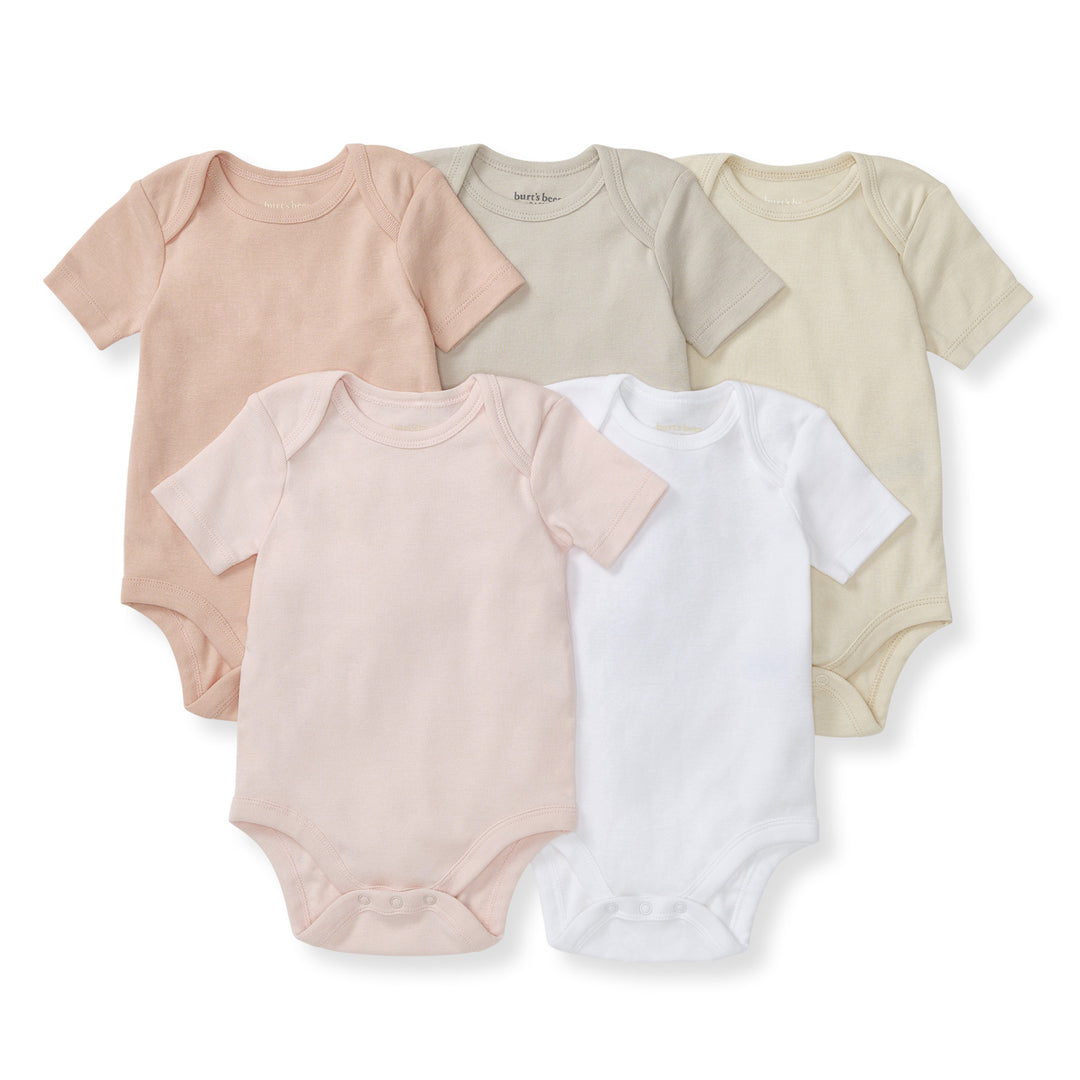 Set of 5 Solid Short Sleeve Bodysuits