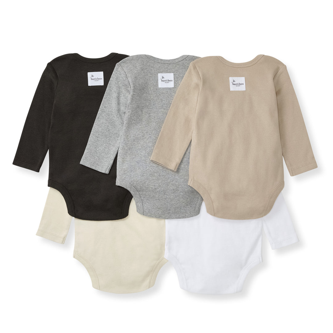 Set of 5 Solid Long Sleeve Bodysuits