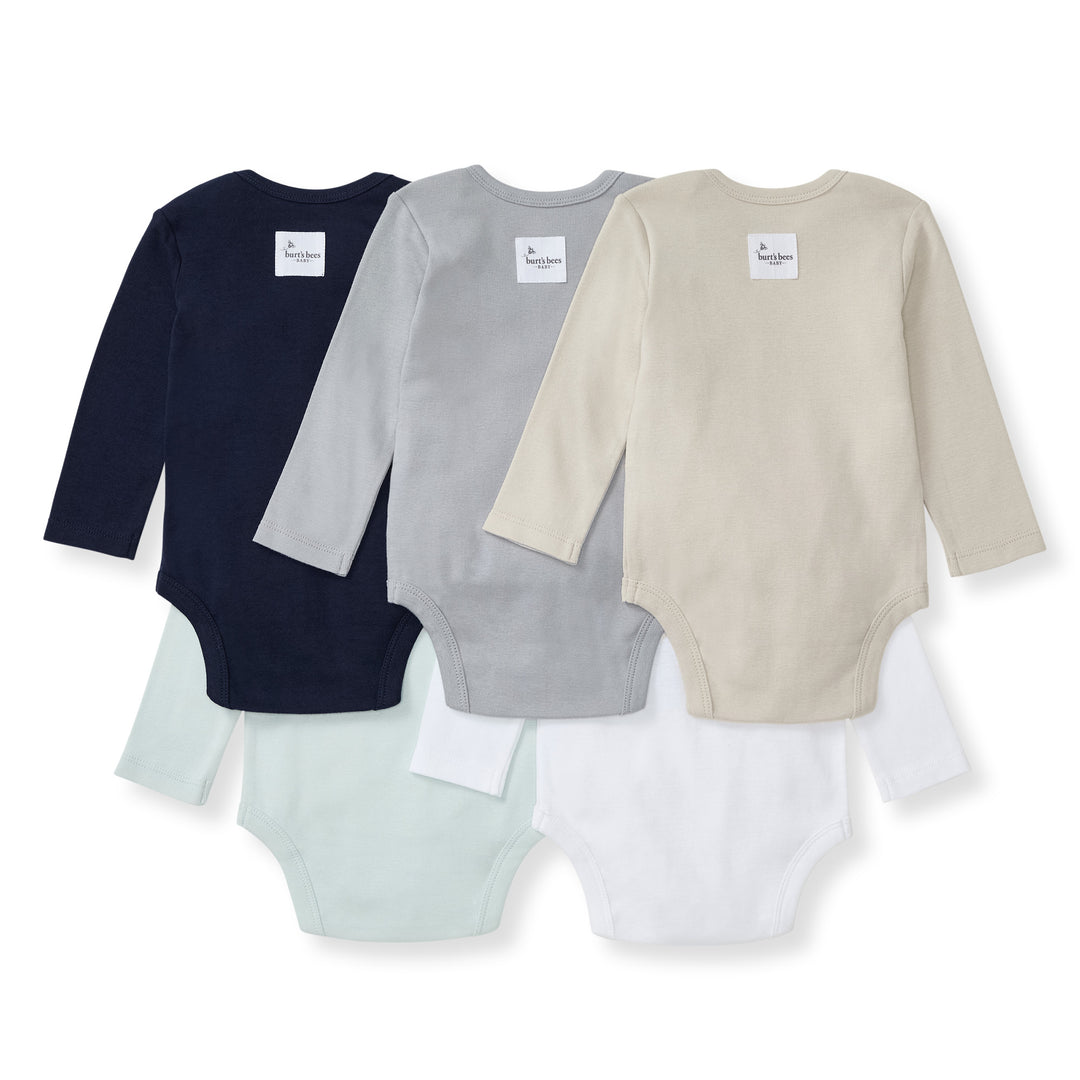 Set of 5 Solid Long Sleeve Bodysuits