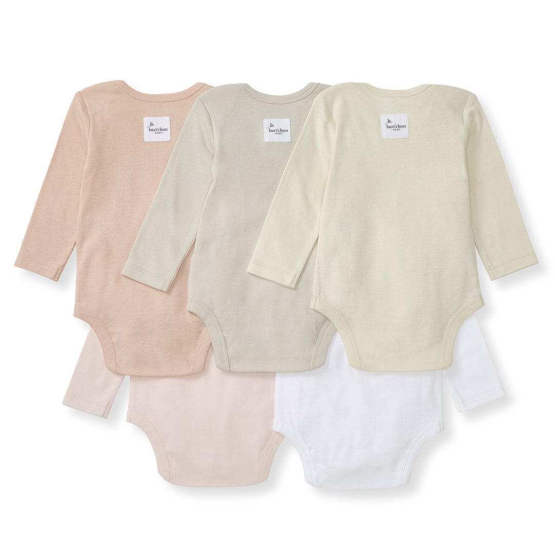 Set of 5 Solid Long Sleeve Bodysuits