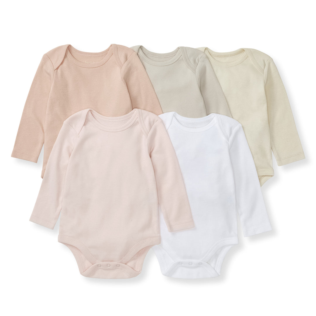 Set of 5 Solid Long Sleeve Bodysuits