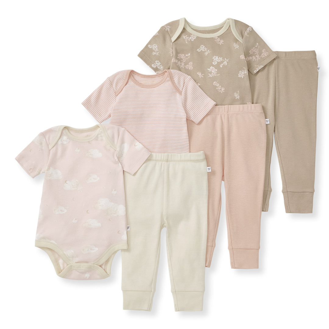 6 Piece Bodysuit & Pant Set -Ranunculus