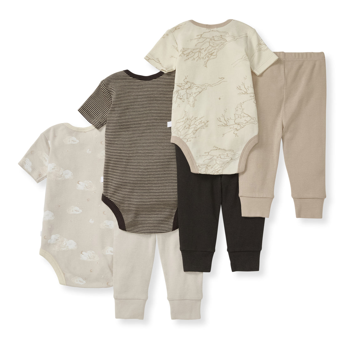 6 Piece Bodysuit & Pant Set - Limestone