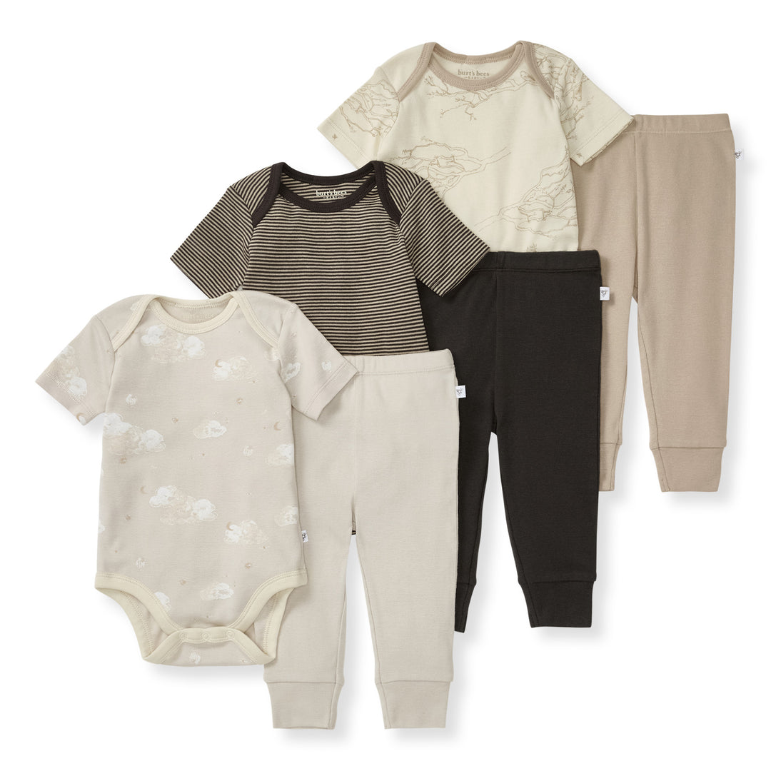 6 Piece Bodysuit & Pant Set - Limestone