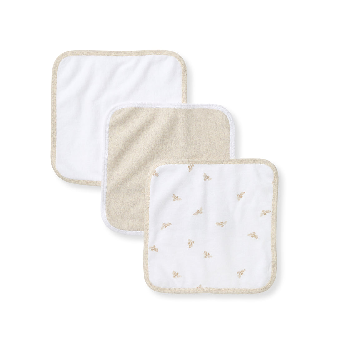 Set of 3 Golden Bee Knit Terry Washcloths