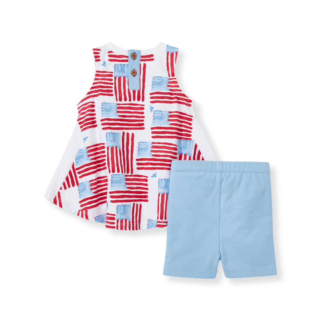 Grand Ol' Flag Tunic & Bike Toddler Short  Set