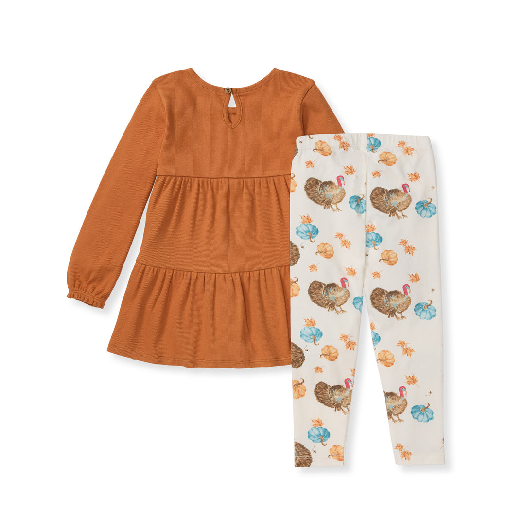 Turkey Time Organic Toddler Girl Shirt and Pants