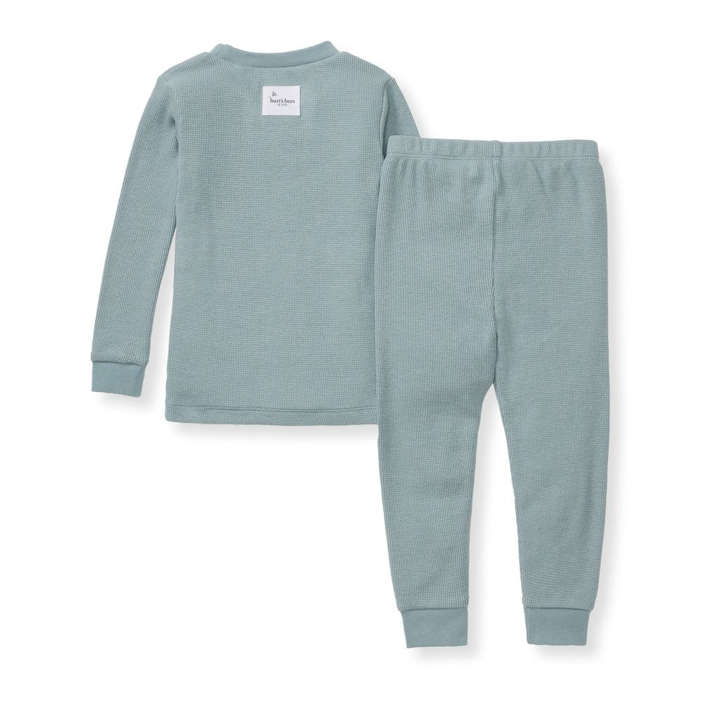 Honeysoft™ Waffle Thermal Toddler PJ Set - Muted Blue