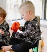 Load image into Gallery viewer, Spiderwebs Organic Boy Shirt and Pants Infant Set
