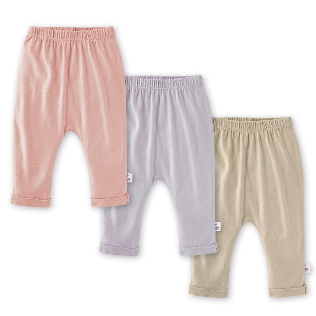 Organic Cotton Baby Harem Pants - Set of 3 - Pink Sand