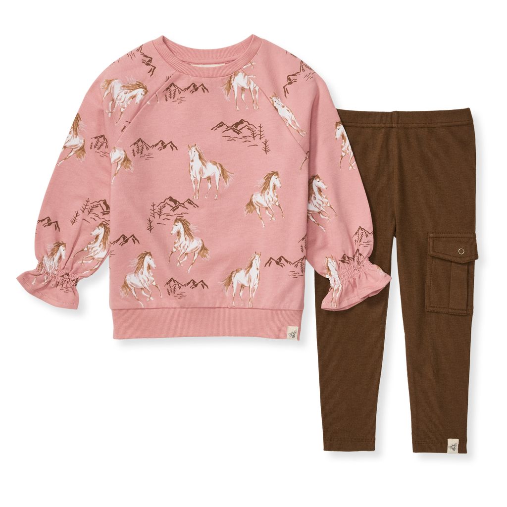 Horse Love Organic Girl Shirt and Pants Set