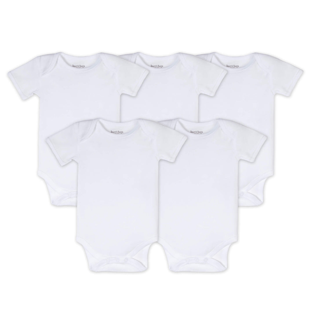 Set of 5 Bee Essentials Solid Short Sleeve Bodysuits