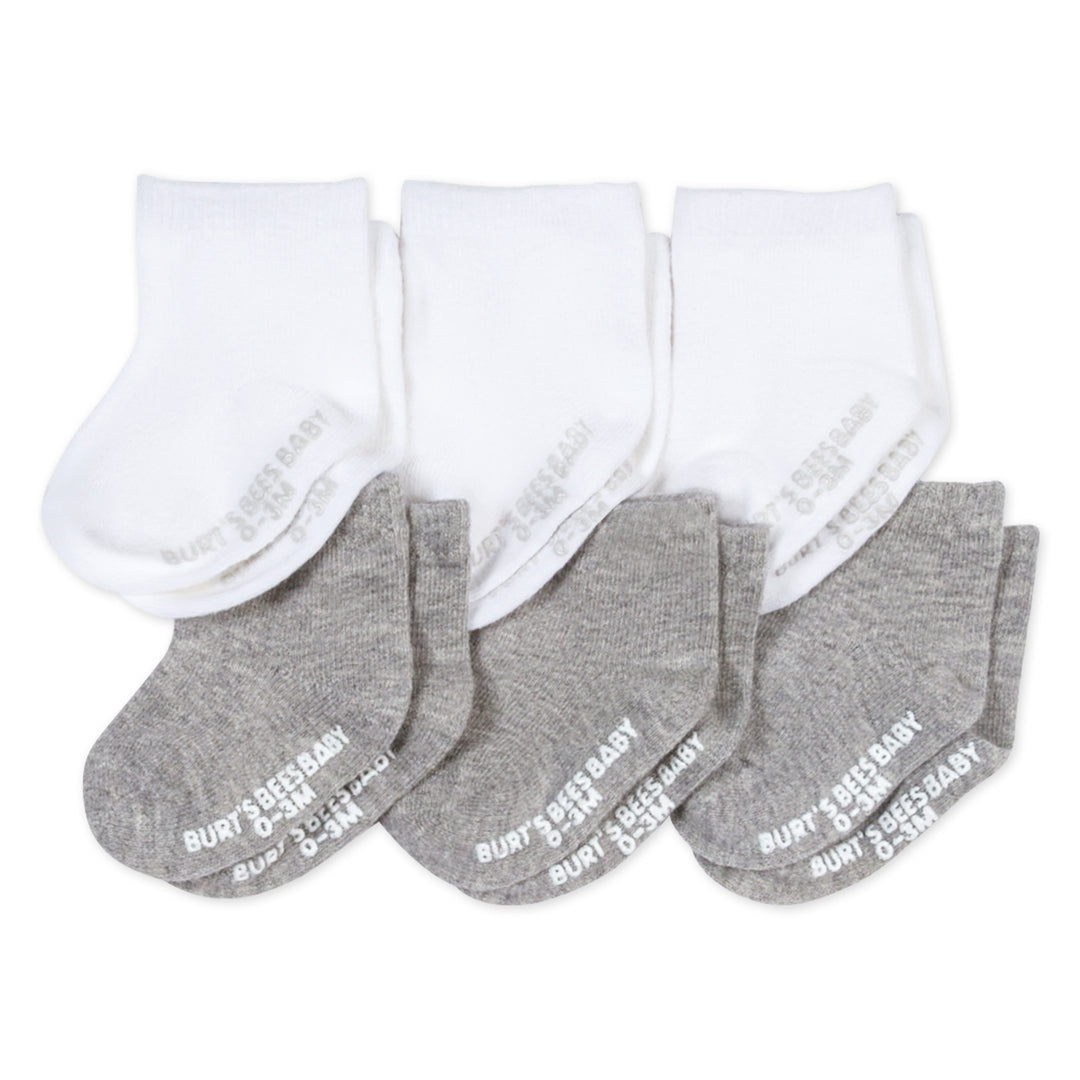 Solid Organic Cotton Baby Crew Socks 6 Pack